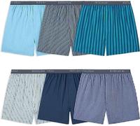 Fruit of the Loom Men's 6 Pack Exposed Waistband Boxer Shorts, Assorted, XXL (Pack of 6)