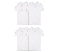 Fruit of the Loom Men's V-Neck Undershirts, Moisture Wicking & Tag Free, Also Available Sizes Underwear, Tall Man-White-6 Pack, L (Pack of 6)
