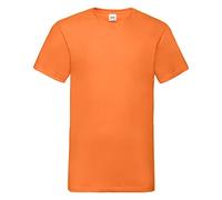 Fruit of the Loom Men's V-Neck Valueweight T-Shirt, Orange, Small