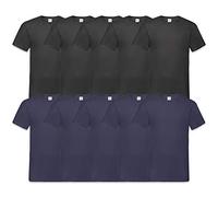 Fruit of the Loom Men's V-Neck Valueweight T-Shirt (Pack 10 (5XL, 5Black 5Navy), 5Black 5Marine, XXXXX-Large