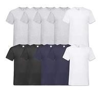 Fruit of the Loom Men's V-Neck Valueweight T-Shirt (Pack of 10 (5XL, 4Grey2Weiss2Black2Navy), 4grey2white2black2navy, XXXXXL