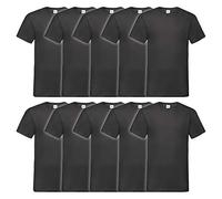 Fruit of the Loom Men's V-Neck Valueweight T-Shirt Pack of 10, Black, Medium