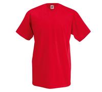 FRUIT OF THE LOOM Men's V-neck Valueweight T Shirt, Red, M UK