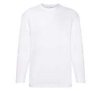 (3XL, White) Fruit Of The Loom Mens Valueweight Crew Neck Long Sleeve T-Shirt