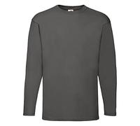Valueweight Crew Neck Long Sleeve T-Shirt Fruit Of The Loom Mid Grey XXL