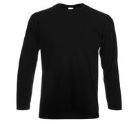 Fruit of the Loom Mens Valueweight Crew Neck Long Sleeve T-Shirt - Black - Size 4XL