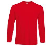 (S, Red) Fruit Of The Loom Mens Valueweight Crew Neck Long Sleeve T-Shirt