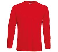 Fruit of the Loom Men's Valueweight Crew Neck Long Sleeve T-Shirt - Red S