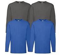 Fruit of the Loom Men's Valueweight Long Sleeve Sports Top, 2royal2graphite + 1 Hl Purchase Notepad, L
