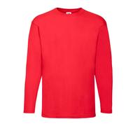Fruit of the Loom Men's Valueweight Plain Long-Sleeved T-Shirt in Red | Size: Medium Fruit Of The Loom Red M