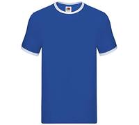 Fruit of the Loom Men's Valueweight Ringer Tee Shirt, Royal Blue/White, Large
