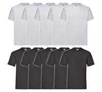 Fruit of the Loom Men's Valueweight Short Sleeve T Shirt, Black/Heather Grey, L UK