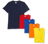 Fruit of the Loom Men's Valueweight Short Sleeve T Shirt, Navy/Red/Orange/Royal/Yellow, S UK