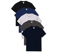 Fruit of The Loom Men's Valueweight Short Sleeve T-Shirt Pack of 5, Black/Navy/Heather Grey/Light Graphite/Deep Navy, Large