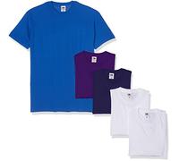 Fruit of the Loom Men's Valueweight Short Sleeve T Shirt, White/Navy/Purple/Royal, XXL UK