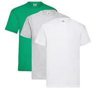 Fruit of the Loom Men's Valueweight T-Shirt, Green, L, 4 Count, Crew Neck, Short Sleeve, Slim Fit, Oeko-Tex Certified, Reinforced Comfort Collar, Ribbed Cuff, Made in Morocco and Imported