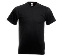 Fruit of the Loom Mens Valueweight V-Neck, Short Sleeve T-Shirt (4XL) (Black)