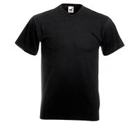 Fruit of the Loom Mens Valueweight V-Neck, Short Sleeve T-Shirt (5XL) (Black)