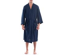 Fruit of the Loom Men's Waffle Kimono Robe Bathrobe, Navy, One Size