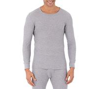 Fruit of the Loom Men's Waffle Weave Thermal Crewneck Top, Light Grey Heather, Large