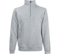 Fruit of the Loom Men's Zip Neck Sweat Sweatshirt, Grey (Heather Grey 123), Large