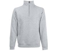 FRUIT OF THE LOOM Mens Zip Neck Sweatshirt (L) (Heather Grey)