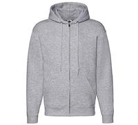 Fruit of the Loom Mens Zip Through Hooded Sweatshirt Heather Grey S
