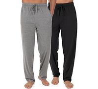 Fruit of the Loom Men's 2-Pack Jersey Knit Pajama Pant Set Bottom, Black/Grey, Small