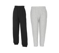 Fruit of the Loom Pack of 2 Children's Jogging Bottoms with Cuffs + Woven Textiles 24 Fabric Bag Sizes 116 128 140 152 164 Comfortable Sports & Leisure Trousers for Boys and Girls Various Colour Sets