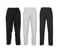 Fruit of the Loom Pack of 3 Classic Open Hem Jog Pants Jogging Bottoms Training Trousers Men + Free Web-Textilien24 Fabric Bag - S M L XL XXL 3XL - Various Colour Sets, Black + Heather Grey + Dark
