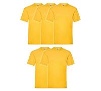 Fruit of the Loom Pack of 5 Heavy Cotton Men's T-Shirt + Free Web-Textilien24 Fabric Bag - S M L XL XXL 3XL - Various Colour Sets