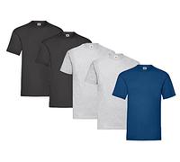 Fruit of the Loom Pack of 5 T-shirts, 2 x black + 2 x grey + 1 x navy + 1 HL note pad, size 3XL