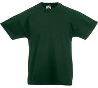 Fruit of the Loom Plain Childrens Bottle Green T Shirt All Ages (Age 14-15)