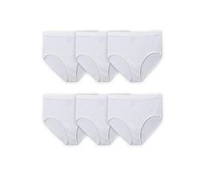 Fruit of the Loom Plus Size Fit for Me Women's White Cotton Briefs, 6 Pack, 12