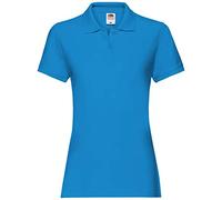 Fruit of the Loom Premium Fitted Polo Shirt with Short Sleeves, Azure Blue, Size M