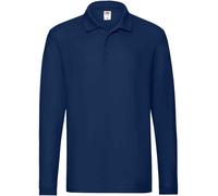 Fruit of the Loom Premium Long Sleeve Cotton Piqué Polo Shirt Casual TOP S-3XL