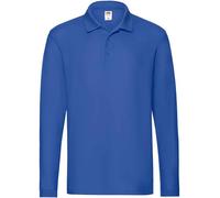 Fruit of the Loom Premium Long Sleeve Cotton Piqué Polo Shirt Casual TOP S-3XL