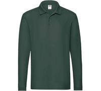 Fruit of the Loom Premium Long Sleeve Cotton Piqué Polo Shirt Casual TOP S-3XL