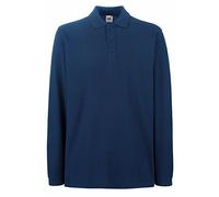 Fruit of The Loom Premium Long Sleeve Polo Navy 2XL