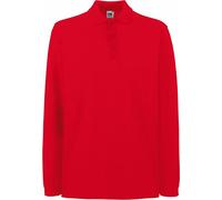 Fruit of The Loom Premium Long Sleeve Polo Red 3XL