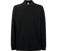 Fruit of The Loom Premium Long Sleeve Polo Shirt Black 2XL