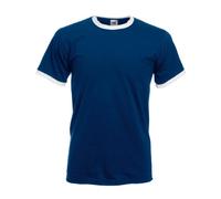Fruit Of The Loom Ringer T-Shirt Colour=Navy/White Size=XL