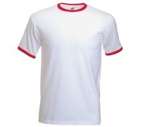 Fruit of the Loom Ringer T-Shirt - White / Red Small