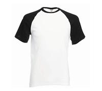 Fruit of the Loom S/Slv Baseball T Shirt in White / black Size M (SS31)