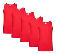 Fruit of the Loom Sleeveless Men's Sports Tank Top, 5 x Red + 1 HL Kauf Notepad, M
