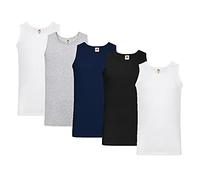Fruit of the Loom Sleeveless Sports Tank Top for Men, 2 x white, 1 x black, 1 x grey, 1 x dark blue, 1 x notepad, L