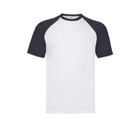 Fruit of the Loom Unisex Adult Contrast Baseball T-Shirt (White/Deep Navy) Cotton - Size 2XL