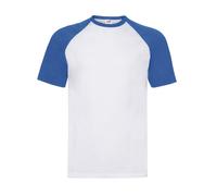 (S, White/Royal Blue) Fruit of the Loom Unisex Adult Contrast Panel Baseball T-Shirt