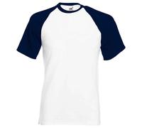 (XL, White/Deep Navy) Fruit of the Loom Unisex Adult Contrast Panel Baseball T-Shirt