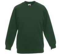 Fruit of the Loom Unisex Kids Raglan Classic Sweater, Bottle Green, 7-8 Years (Manufacturer Size:30)